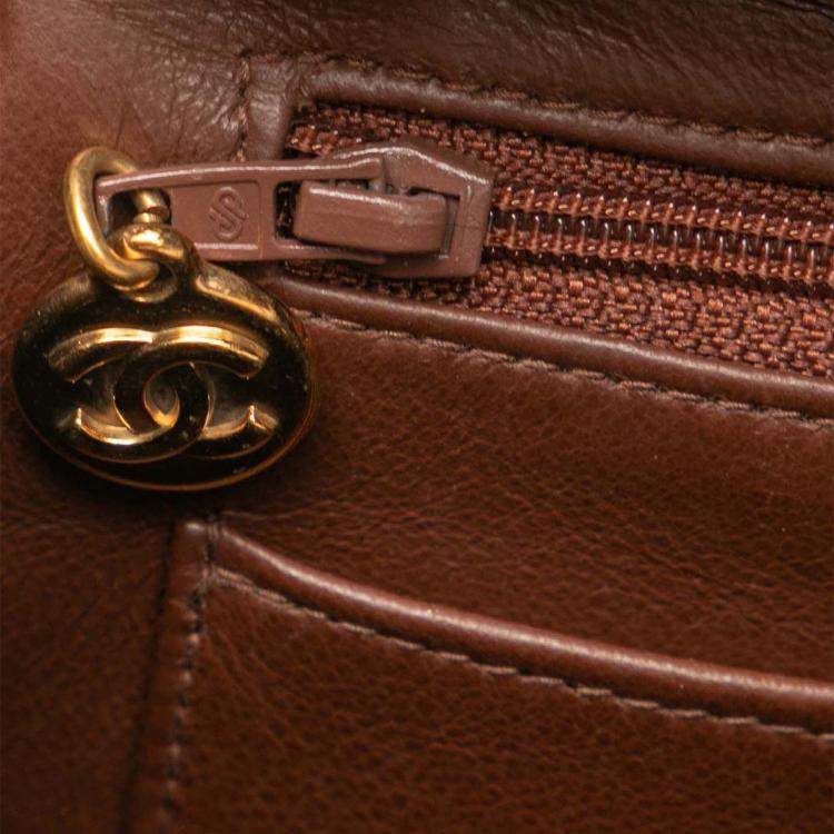 Pre Owned Chanel Brown Jumbo XL Quilted Lambskin Flap Backpack