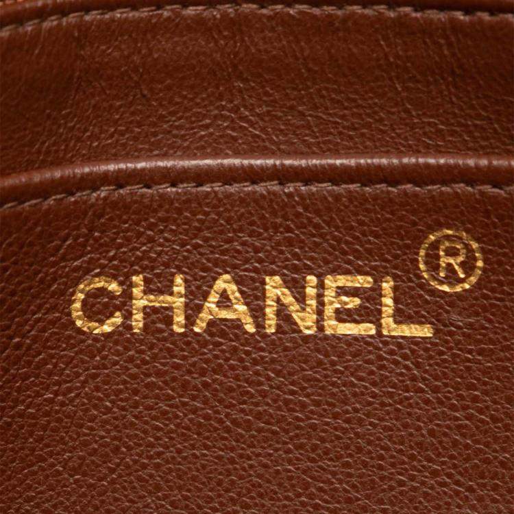 Pre Owned Chanel Brown Jumbo XL Quilted Lambskin Flap Backpack