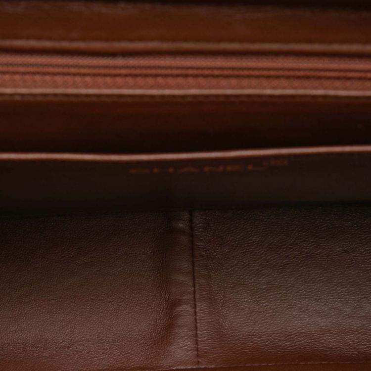 Pre Owned Chanel Brown Jumbo XL Quilted Lambskin Flap Backpack