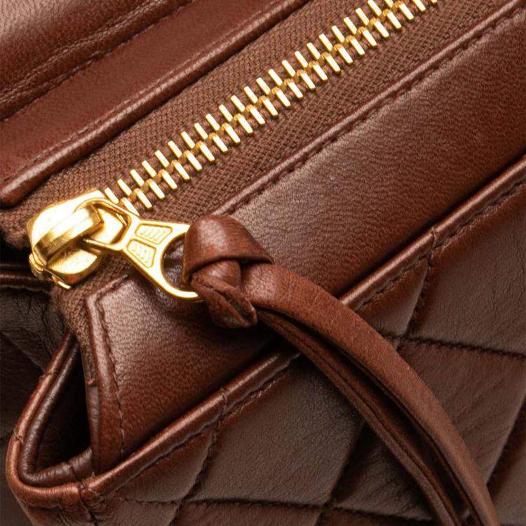 Pre Owned Chanel Brown Jumbo XL Quilted Lambskin Flap Backpack
