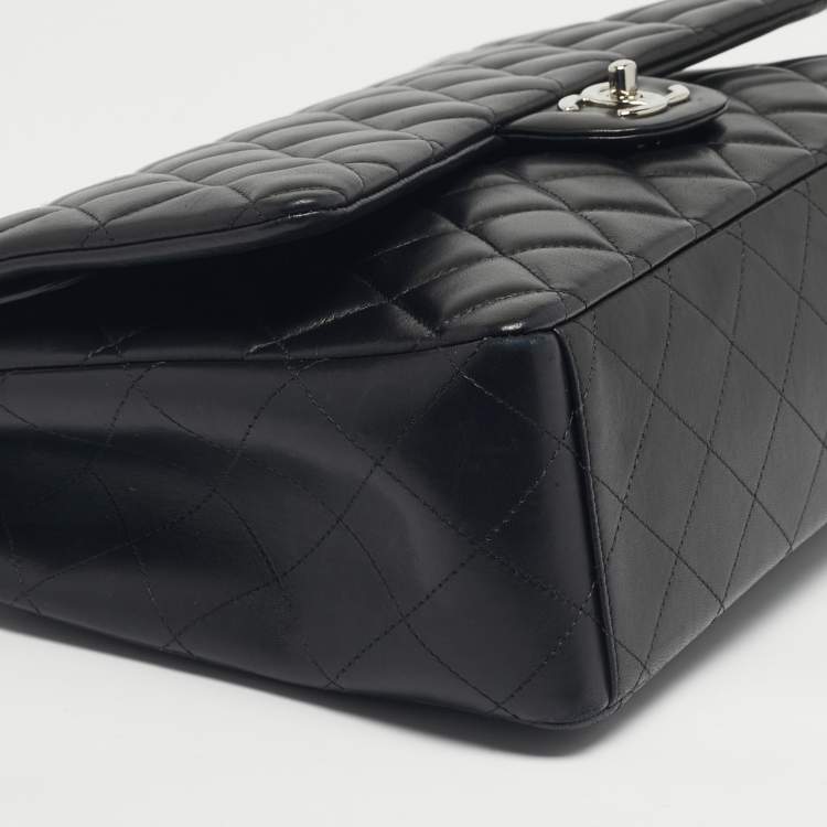 Pre Owned Chanel Black Quilted Leather Maxi Classic Double Flap Bag