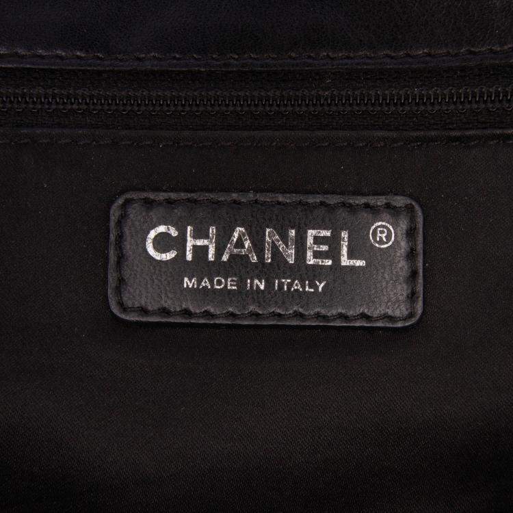 Pre Owned Chanel Black Maxi Quilted Lambskin 3 Flap