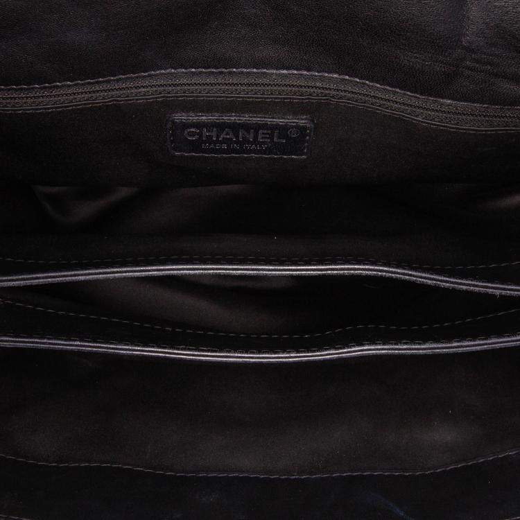 Pre Owned Chanel Black Maxi Quilted Lambskin 3 Flap