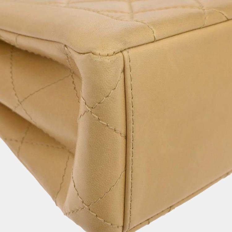 Pre Owned Chanel Beige Lambskin Handbag