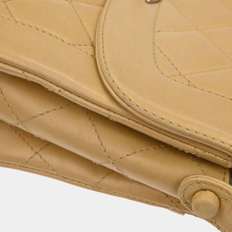Pre Owned Chanel Beige Lambskin Handbag