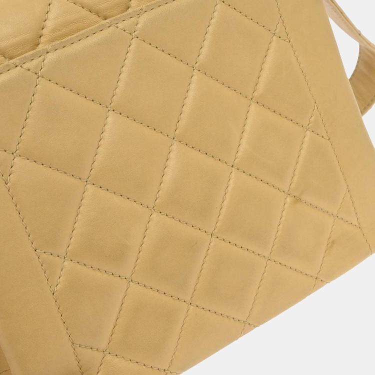 Pre Owned Chanel Beige Lambskin Handbag