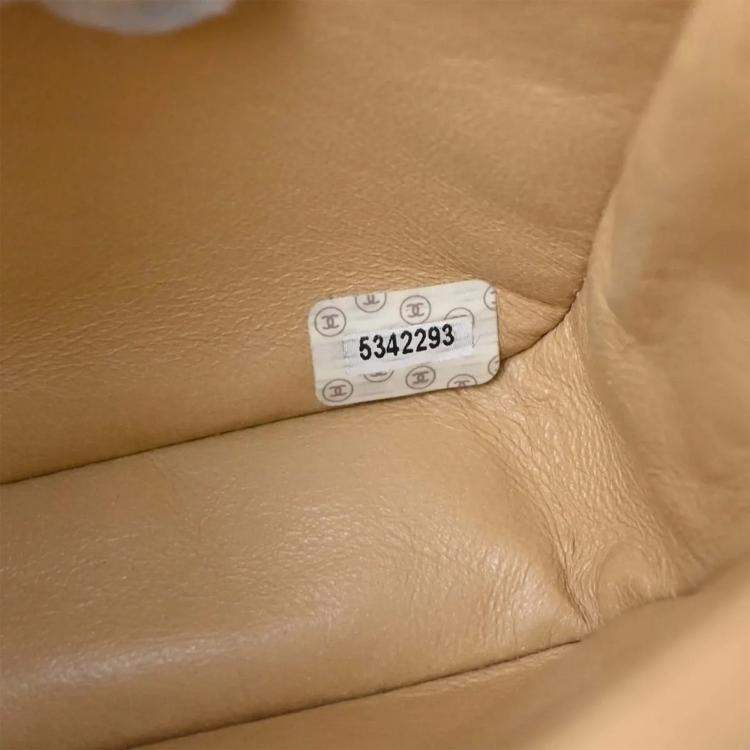 Pre Owned Chanel Beige Lambskin Handbag