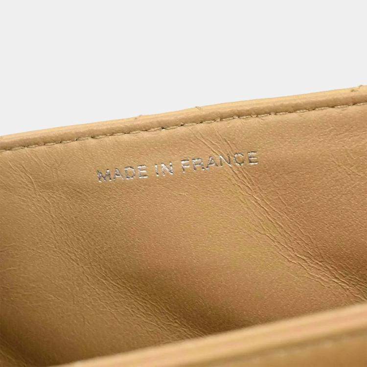 Pre Owned Chanel Beige Lambskin Handbag