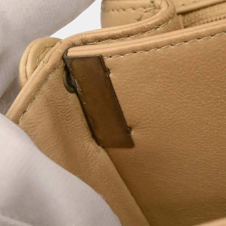 Pre Owned Chanel Beige Lambskin Handbag