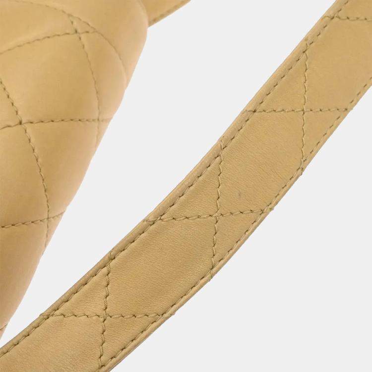 Pre Owned Chanel Beige Lambskin Handbag