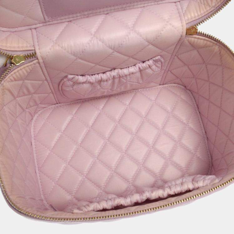 Pre Owned Chanel Light Purple Calfskin Vanity Handbag