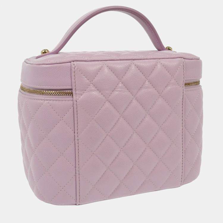 Pre Owned Chanel Light Purple Calfskin Vanity Handbag