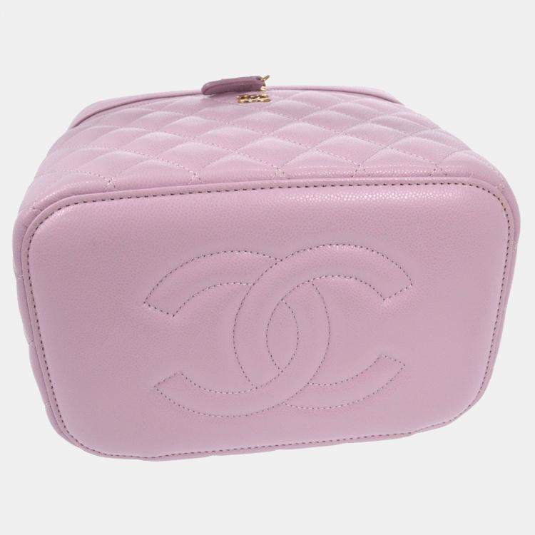 Pre Owned Chanel Light Purple Calfskin Vanity Handbag