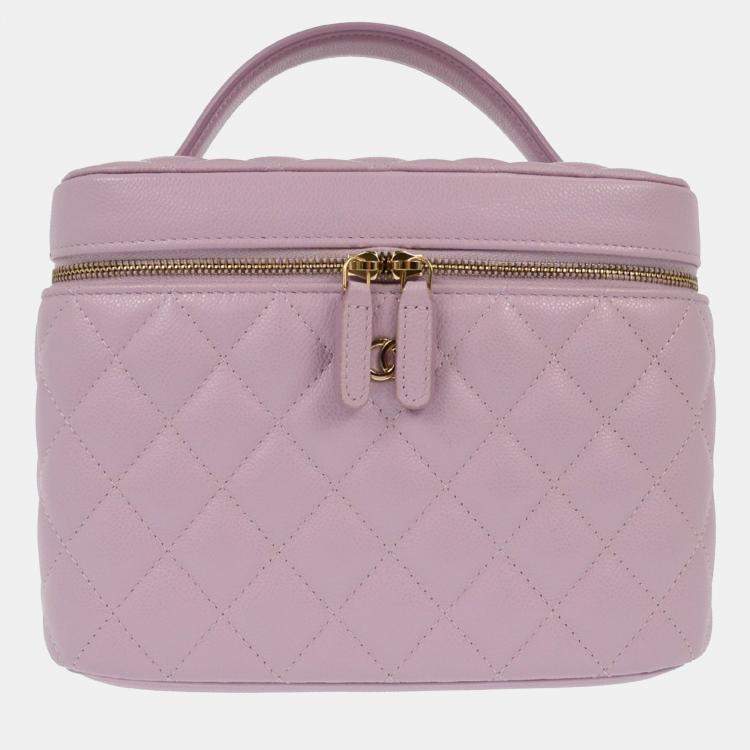 Pre Owned Chanel Light Purple Calfskin Vanity Handbag