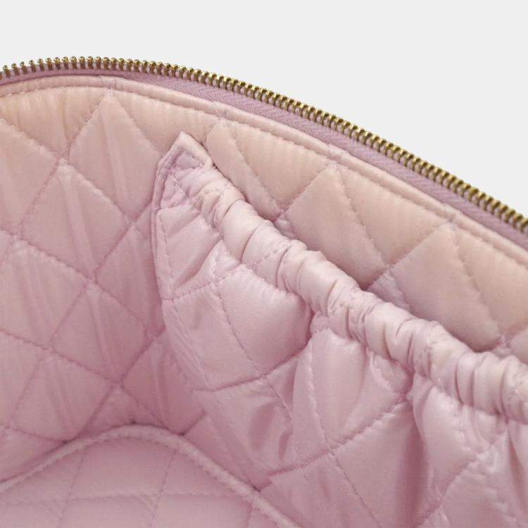 Pre Owned Chanel Light Purple Calfskin Vanity Handbag
