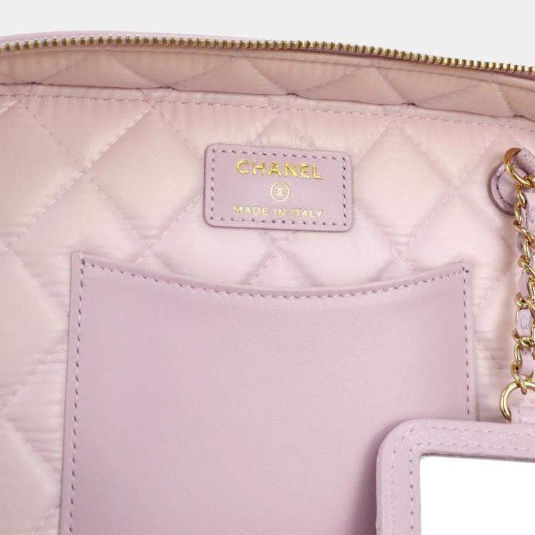 Pre Owned Chanel Light Purple Calfskin Vanity Handbag