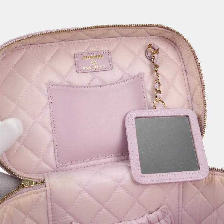 Pre Owned Chanel Light Purple Calfskin Vanity Handbag