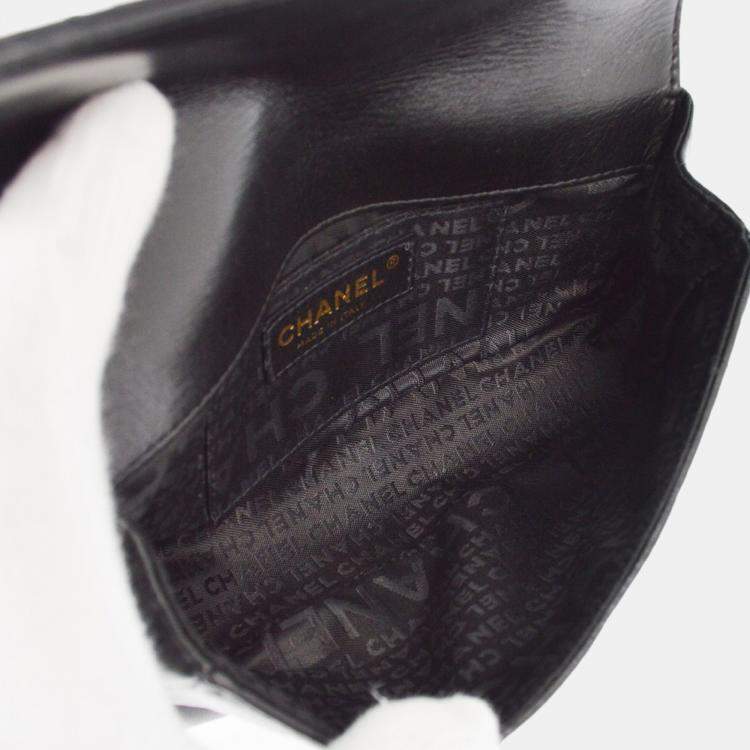 Pre Owned Chanel Black Lambskin Camellia Choco Bar Shoulder Bag