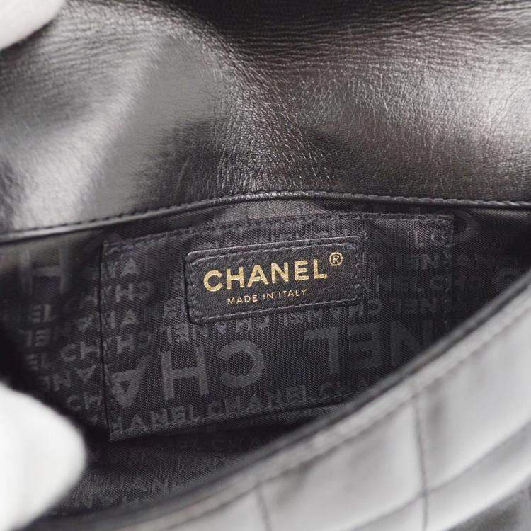 Pre Owned Chanel Black Lambskin Camellia Choco Bar Shoulder Bag