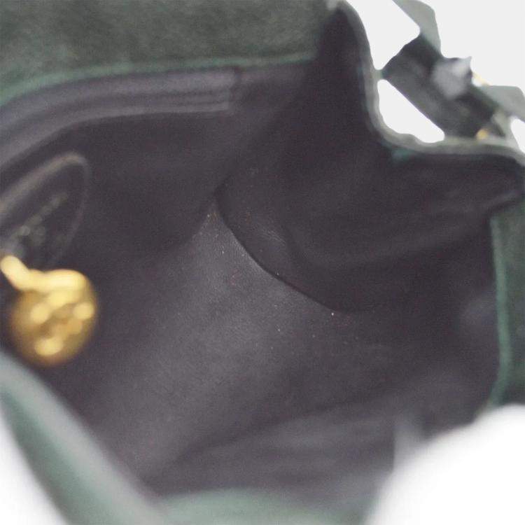 Pre Owned Chanel Green Calfskin Chain Shoulder Bag