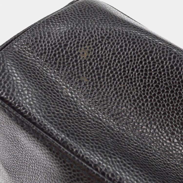 Pre Owned Chanel Black Calfskin Top Handle Handbag