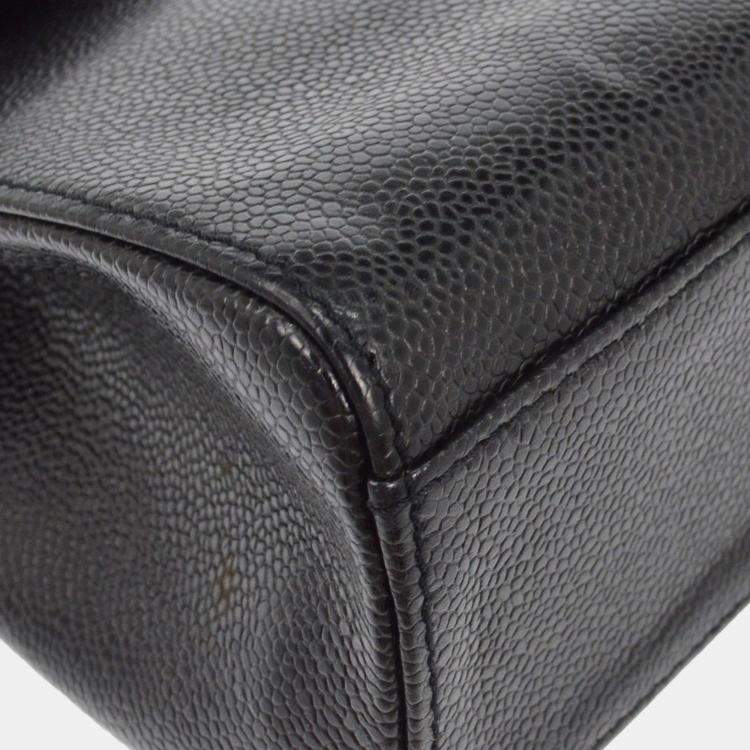 Pre Owned Chanel Black Calfskin Top Handle Handbag