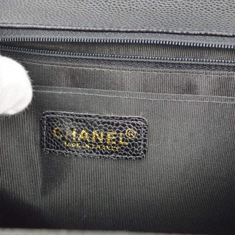 Pre Owned Chanel Black Calfskin Top Handle Handbag