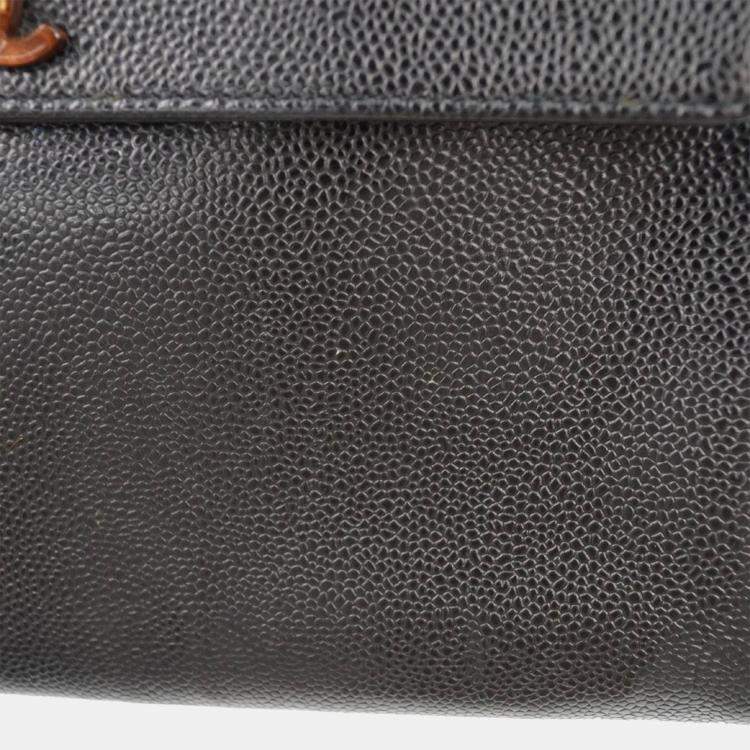 Pre Owned Chanel Black Calfskin Top Handle Handbag