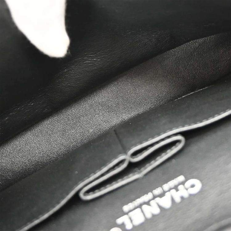 Pre Owned Chanel Black Satin Airline Medium Classic Double Flap Shoulder Bag