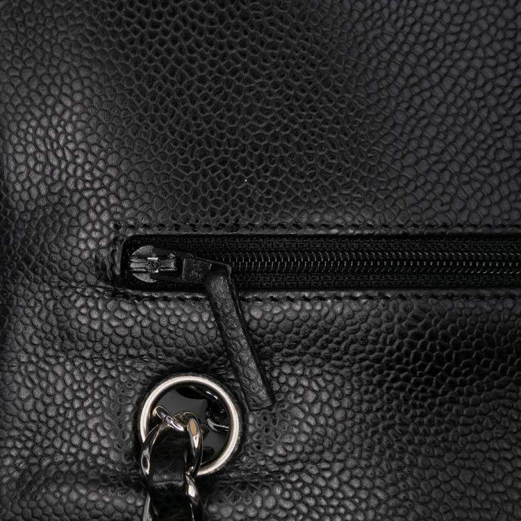 Pre Owned Chanel Black Medium Classic Caviar Double Flap