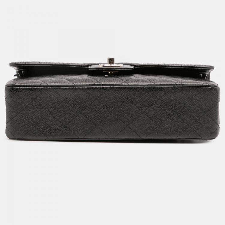 Pre Owned Chanel Black Medium Classic Caviar Double Flap