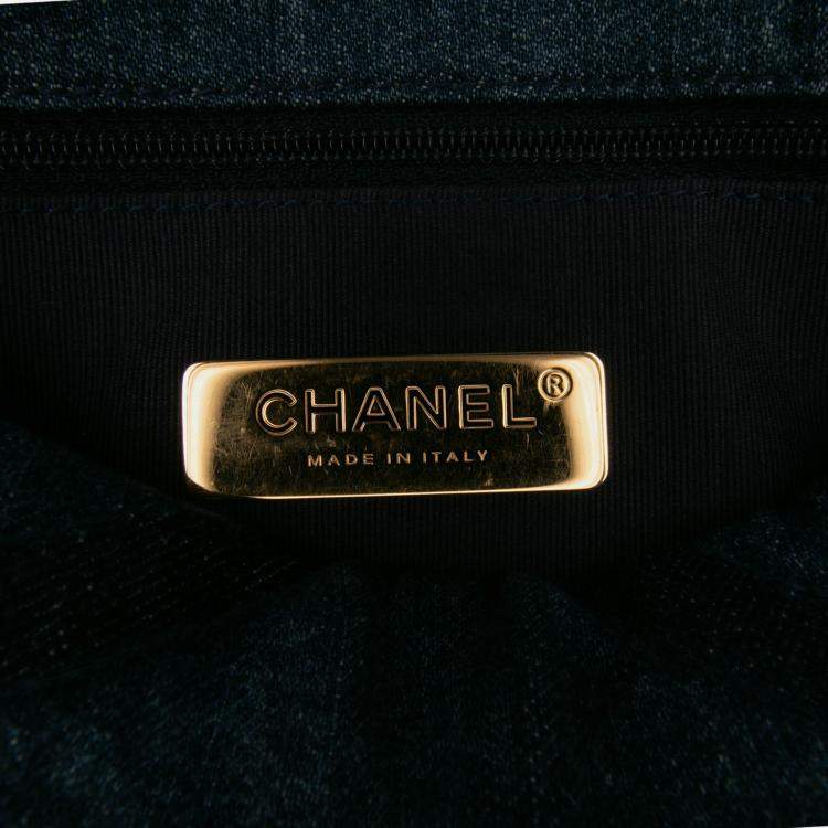 Pre Owned Chanel Blue Large Denim 19 Flap