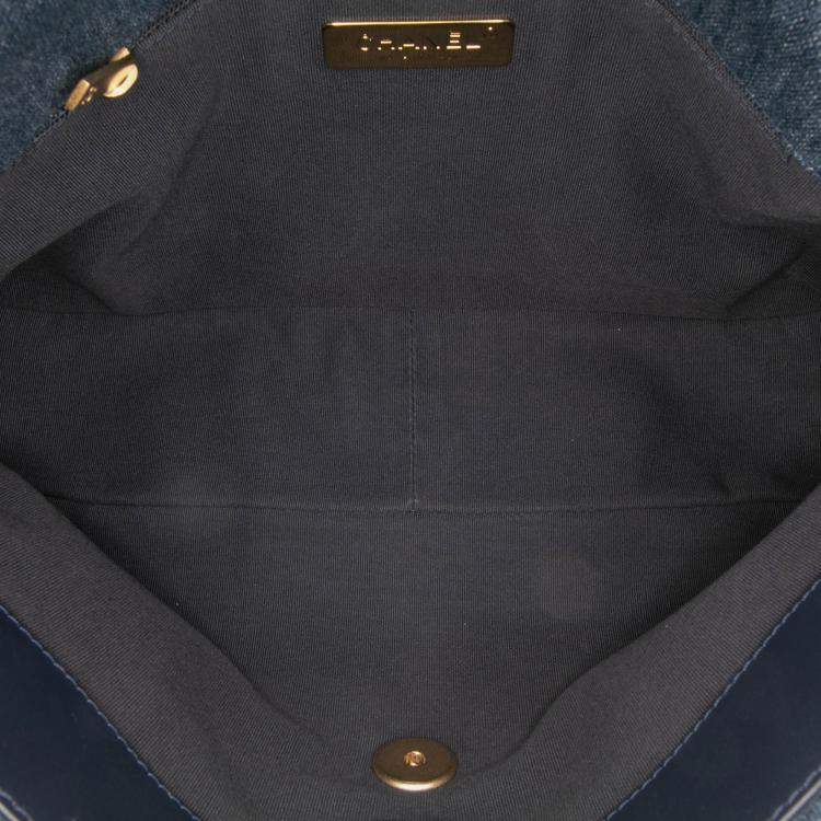 Pre Owned Chanel Blue Large Denim 19 Flap