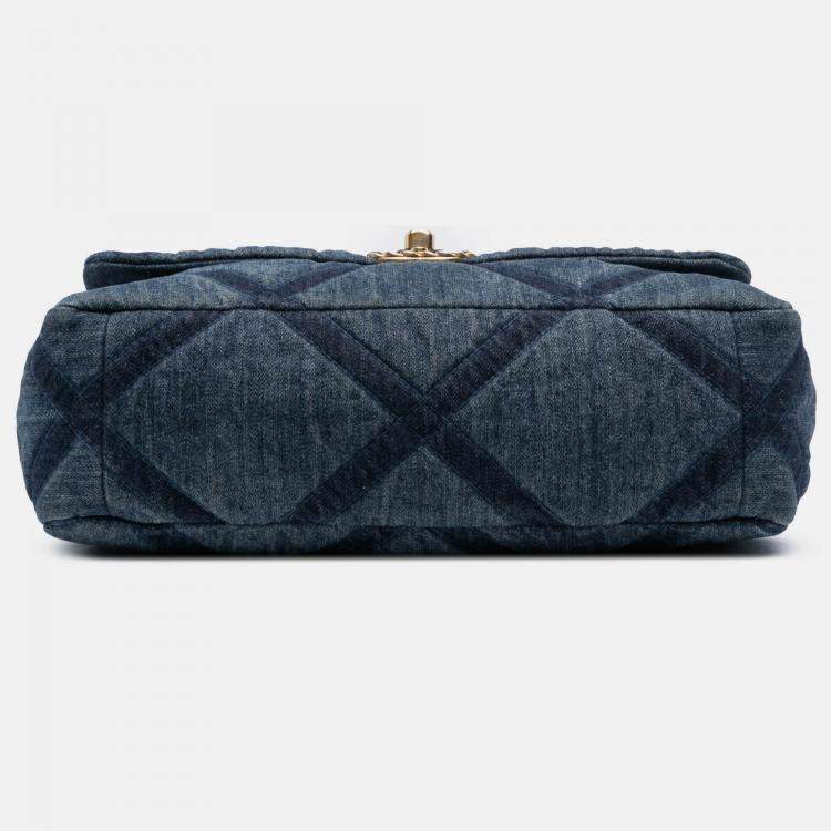 Pre Owned Chanel Blue Large Denim 19 Flap