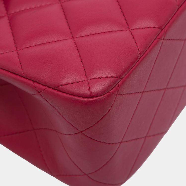 Pre Owned Chanel Pink Jumbo Classic Lambskin Double Flap