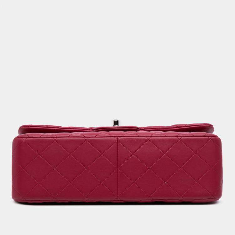 Pre Owned Chanel Pink Jumbo Classic Lambskin Double Flap