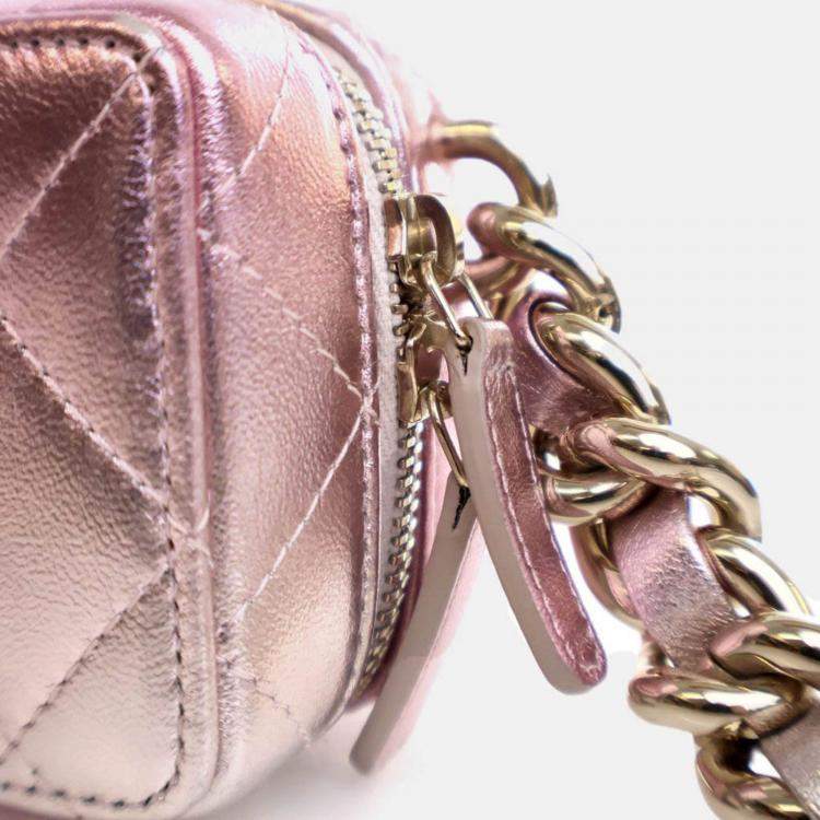 Pre Owned Chanel Mini Lambskin Coco Punk Cube Clutch With Chain