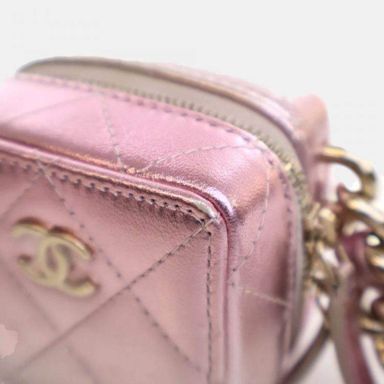 Pre Owned Chanel Mini Lambskin Coco Punk Cube Clutch With Chain