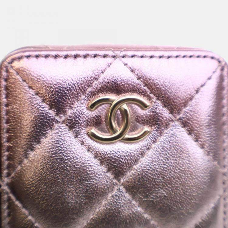 Pre Owned Chanel Mini Lambskin Coco Punk Cube Clutch With Chain