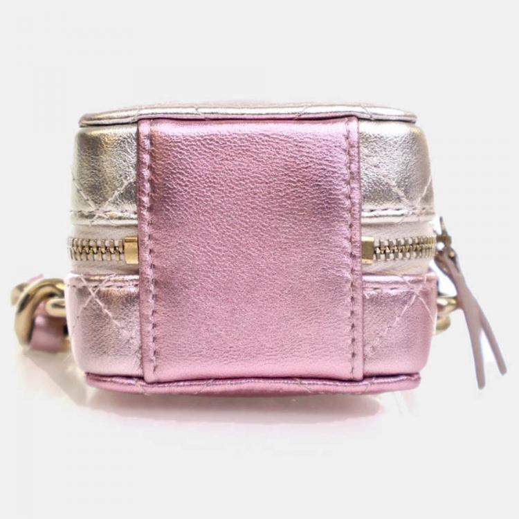 Pre Owned Chanel Mini Lambskin Coco Punk Cube Clutch With Chain