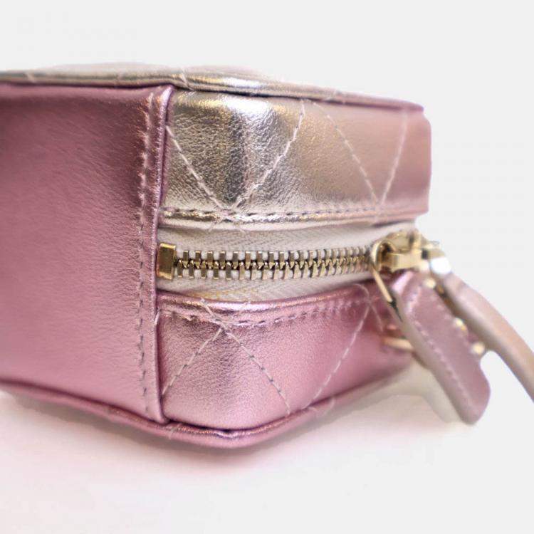 Pre Owned Chanel Mini Lambskin Coco Punk Cube Clutch With Chain
