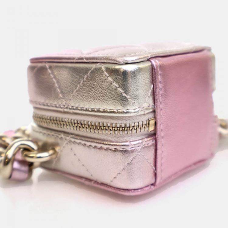Pre Owned Chanel Mini Lambskin Coco Punk Cube Clutch With Chain