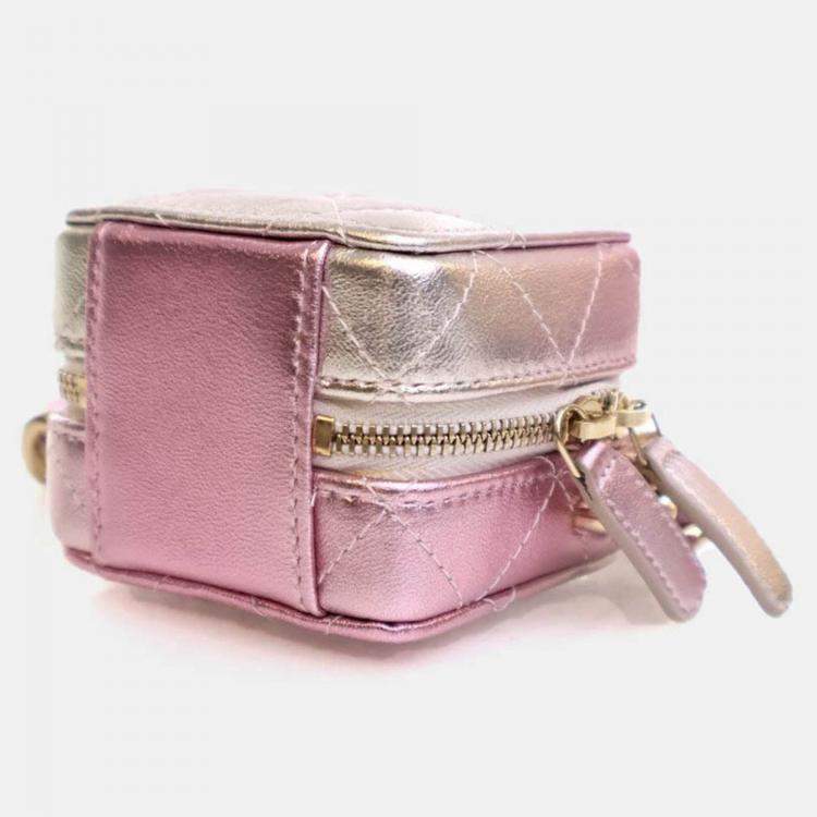 Pre Owned Chanel Mini Lambskin Coco Punk Cube Clutch With Chain
