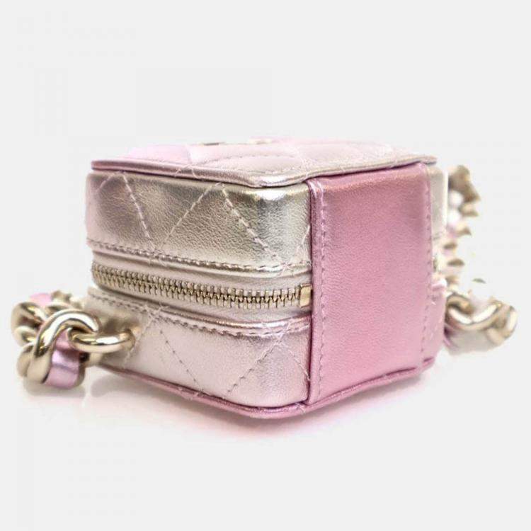 Pre Owned Chanel Mini Lambskin Coco Punk Cube Clutch With Chain