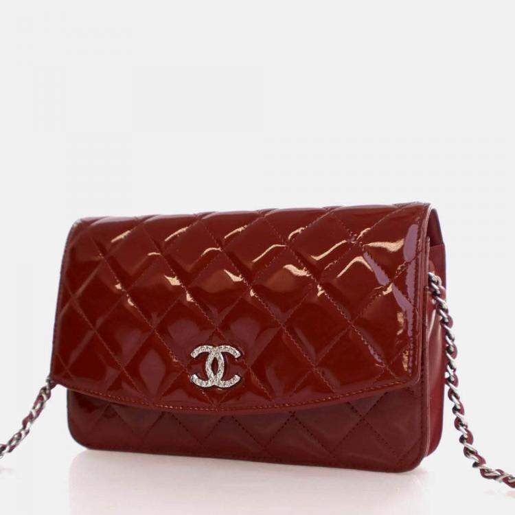 Pre Owned Chanel Patent Brilliant Wallet On Chain (WOC)