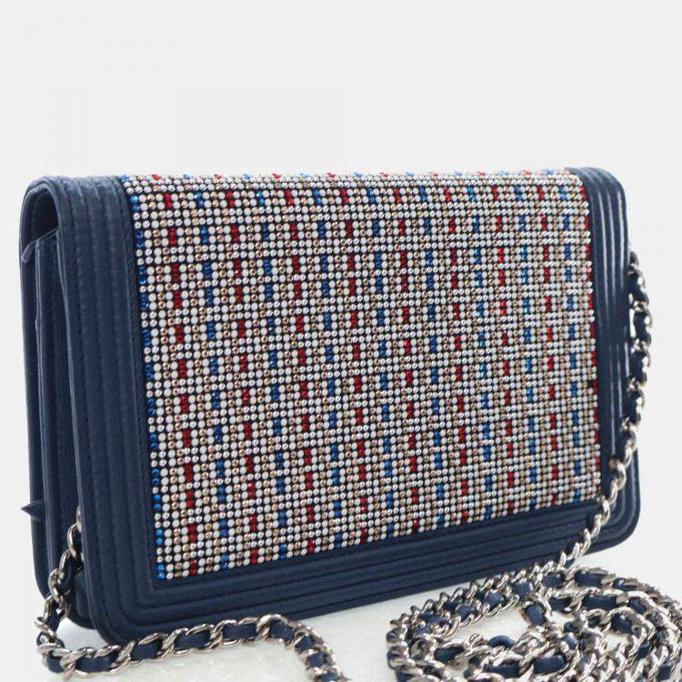 Pre Owned Chanel Crystal Boy Wallet On Chain (WOC)