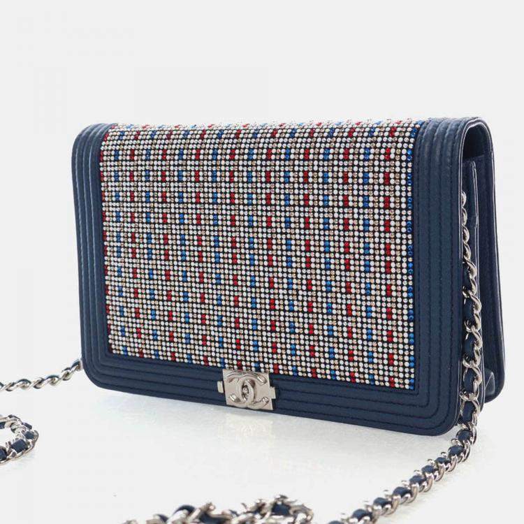 Pre Owned Chanel Crystal Boy Wallet On Chain (WOC)