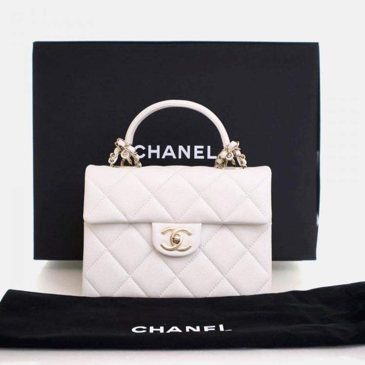 Pre Owned Chanel Mini Caviar Retro Twist Top Handle Bag