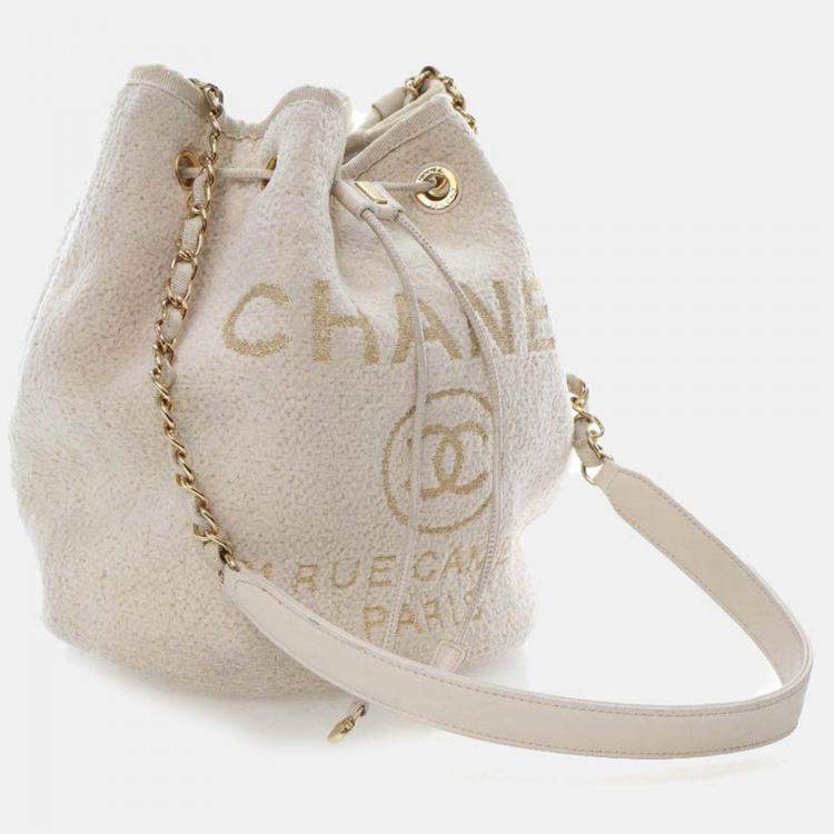 Pre Owned Chanel Small Tweed Deauville Bucket Bag