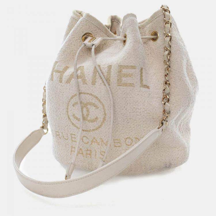 Pre Owned Chanel Small Tweed Deauville Bucket Bag